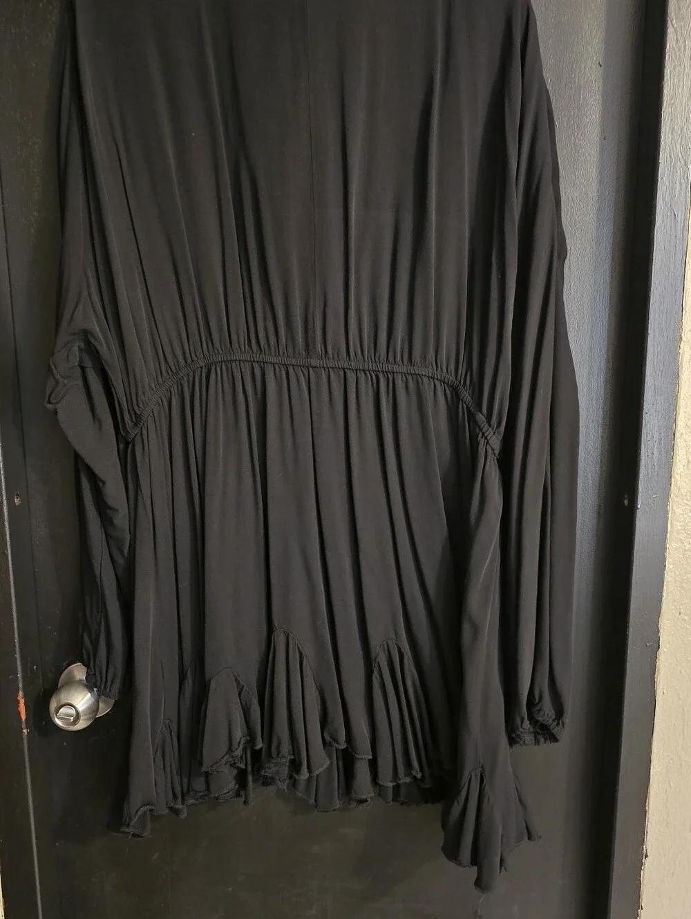 Good Time USA Black Button-Front Long Sleeve Short Dress